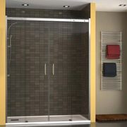 Cristalerías Crespo Decoración mampara para ducha 2 hojas fijas 2 hojas correderas